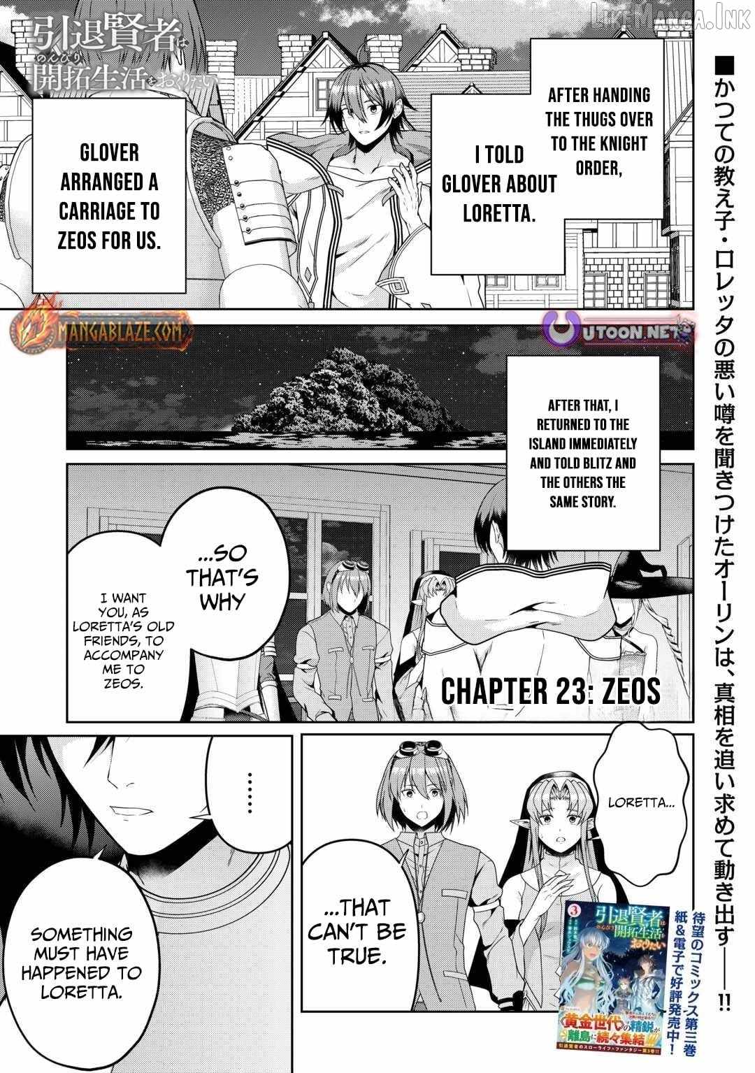 Intai Kenja wa Nonbiri Kaitaku Seikatsu wo Okuritai Chapter 23-eng-li - Page 0